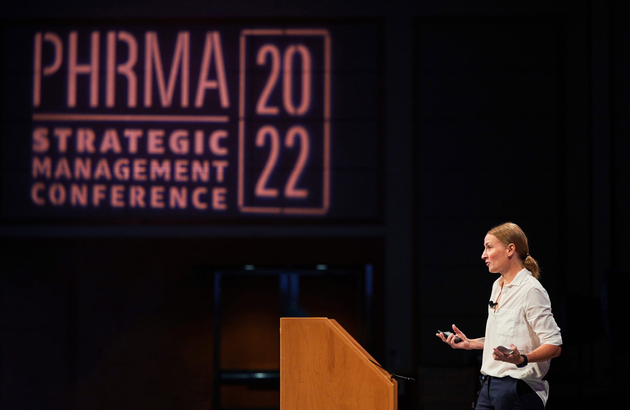 Anja Taylor speaking at PHRMA Strategic Management Conference