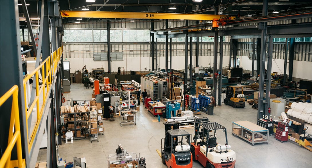 Bird's eye view of shop floor